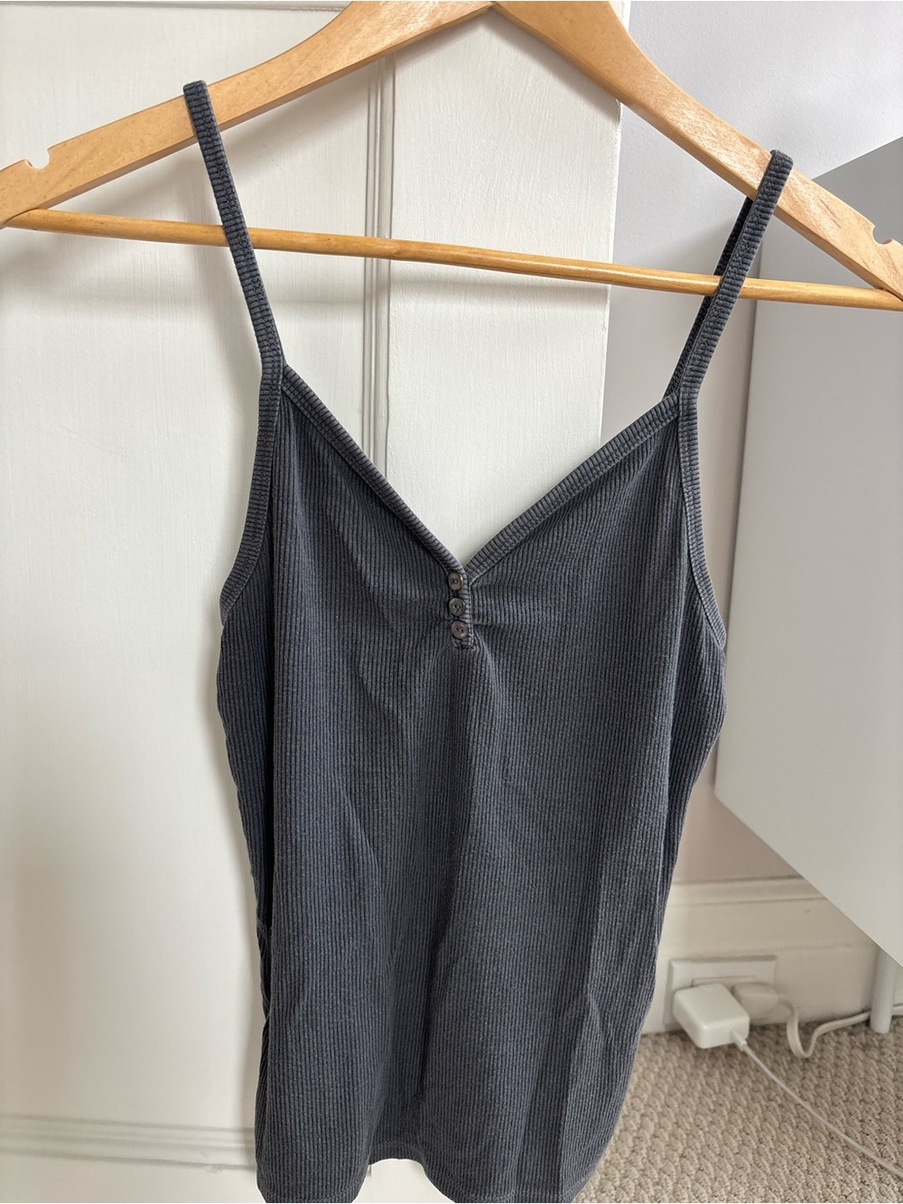 American Eagle Outfitters Soft & Sexy Ribbed Tank Top in Charcoal